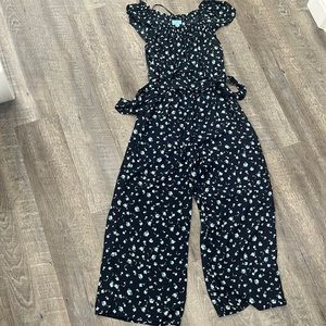 Navy blue floral jumpsuit